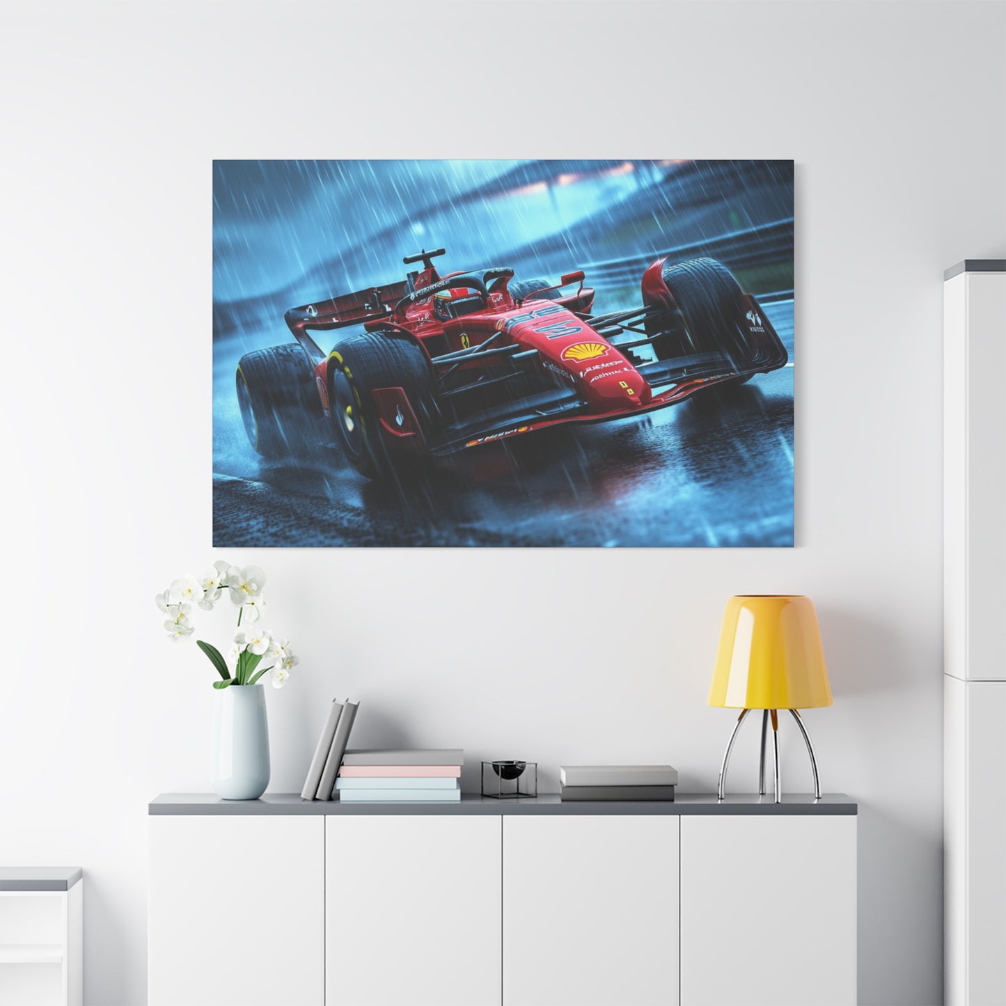 Ferrari Pushing Through the Rain - Canvas Print