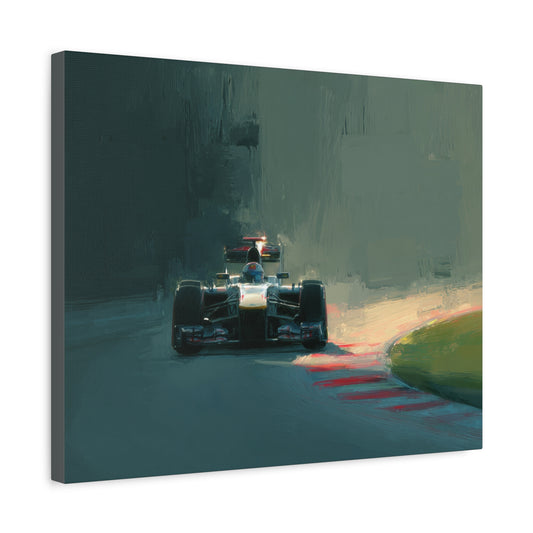 Lone F1 Racing Car Canvas Art