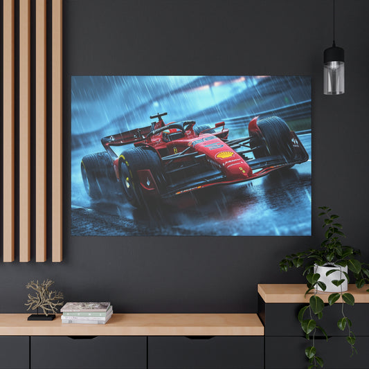 Ferrari Pushing Through the Rain - Canvas Print