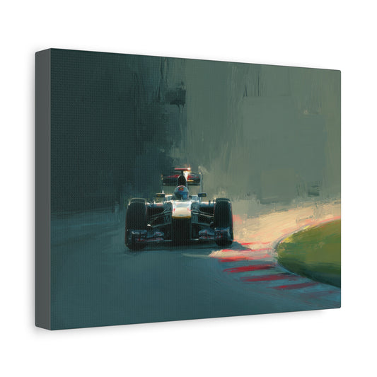 Lone F1 Racing Car Canvas Art