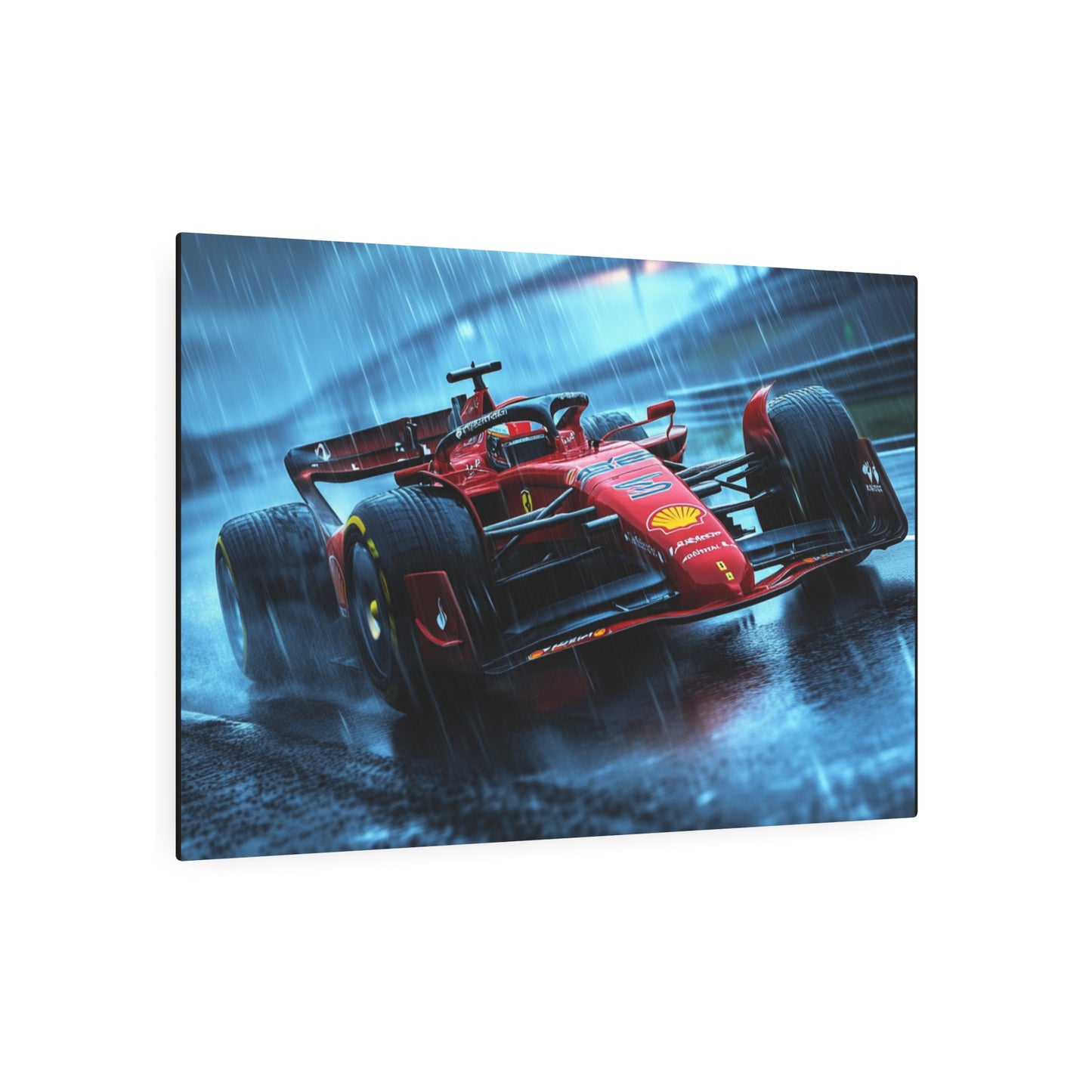 Ferrari Pushing Through The Rain -Metal Art