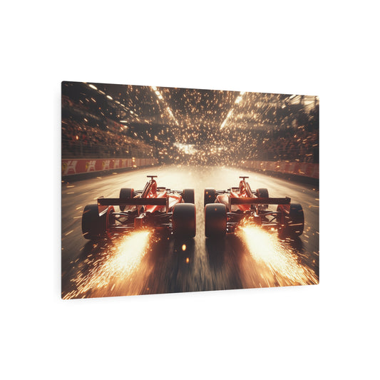 Race Cars Starting Line - Metal Art Sign