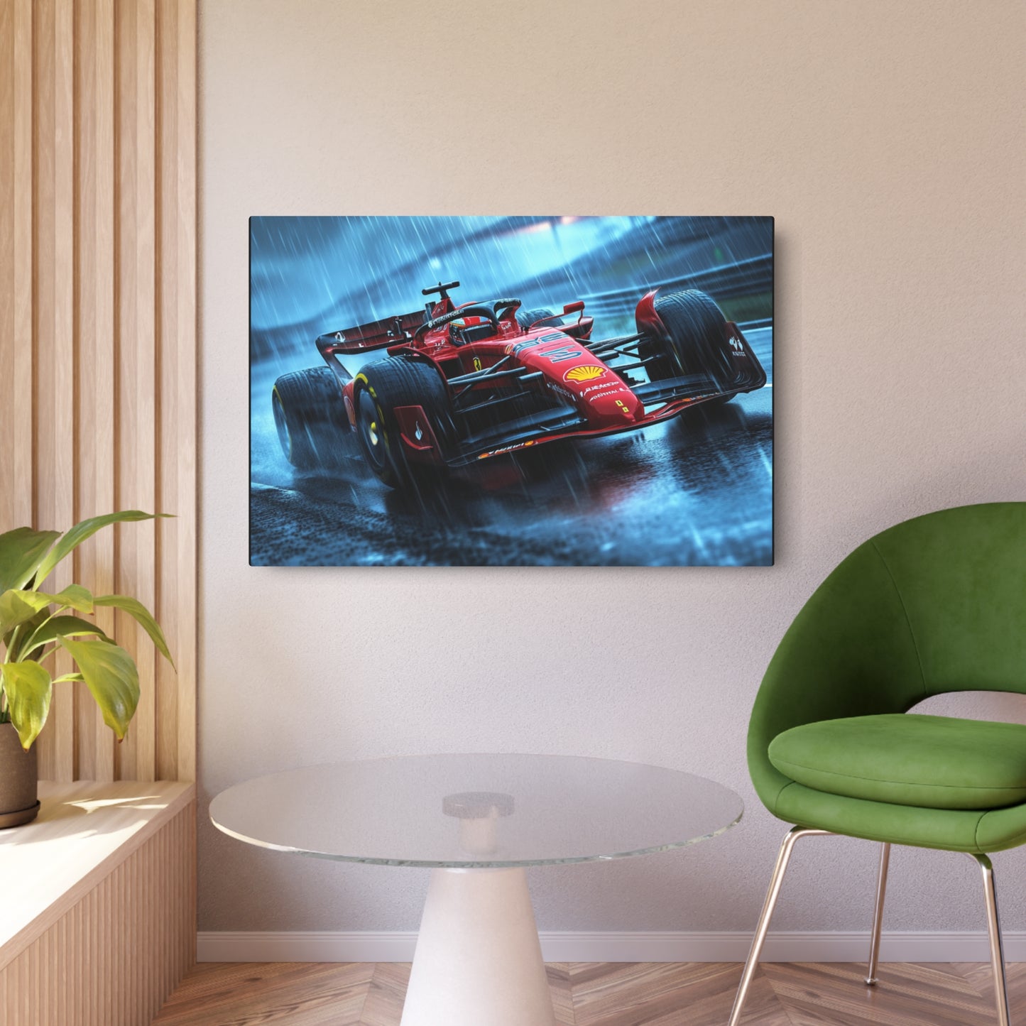 Ferrari Pushing Through The Rain -Metal Art